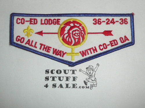 Order of the Arrow SPOOF Co-ed Lodge Flap Patch - Go All the Way With Co-ED OA