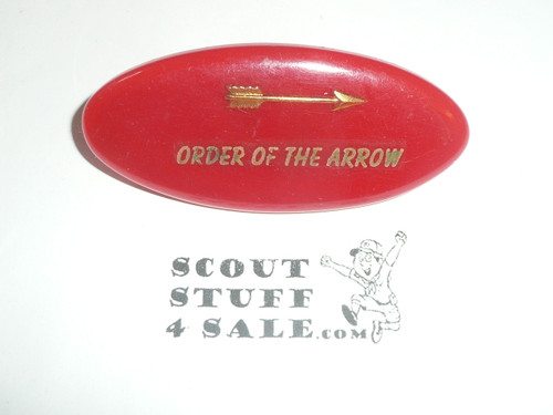 Order of the Arrow Lucite Oval Neckerchief Slide, red