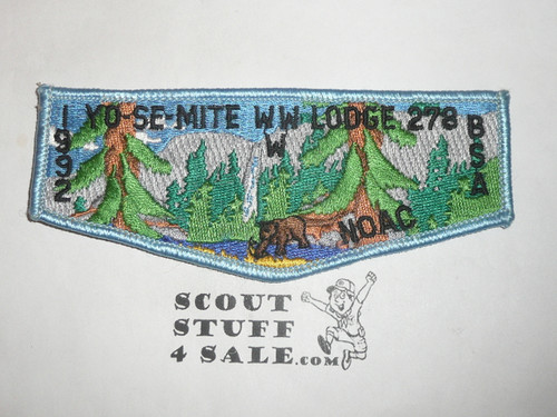 Order of the Arrow Lodge #278 Yo-Se-Mite s15 1992 NOAC Flap Patch