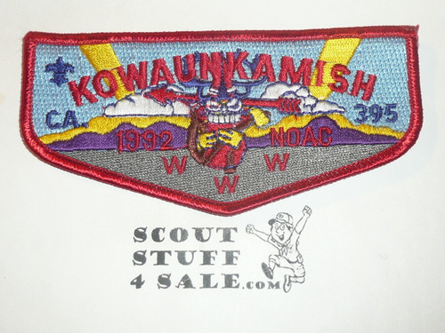 Order of the Arrow Lodge #395 Kowaunkamish 1992 NOAC Flap Patch