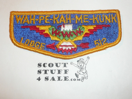 Order of the Arrow Lodge #512 Wah-Pe-Kah-Me-Kunk s4 Flap Patch