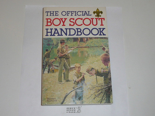 1984 Boy Scout Handbook, Ninth Edition, Eighth Printing, MINT condition but cover chipped, Last Norman Rockwell Cover