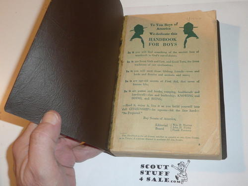 1936 Boy Scout Handbook, Third Edition, Twenty-fourth Printing, Norman Rockwell Cover, Nicely bound with leatherlike flexible cover, contents MINT, likely a Bookbinding merit badge project