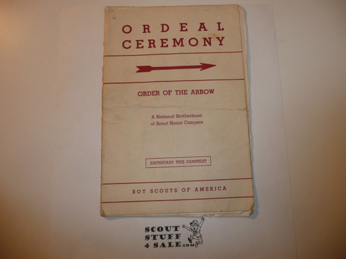 Ordeal Ceremony Manual, Order of the Arrow, 1960, 12-60 Printing, used