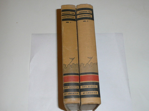 1942 Handbook For Scoutmasters, Third Edition, RARE Matched Pair, Vol 1 is Eighth printing (3-42) & Vol 2 is Seventh printing (7-42), Both in MINT Condition