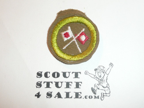 Signaling - Type C -  Tan Crimped Merit Badge (1936-1946)