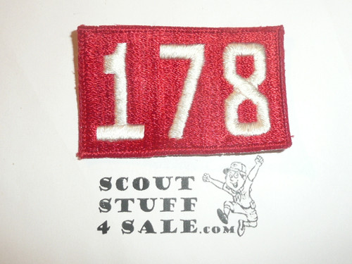 1970's Red Troop Numeral "178", fully embroidered, Unused