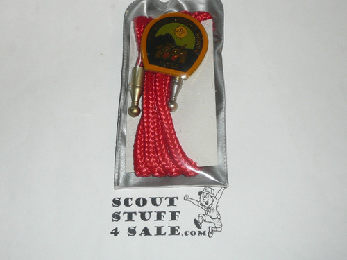 1991 Boy Scout World Jamboree Bolo Tie, Red cord