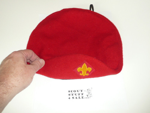 1970's Official Boy Scout Red Wool Beret, Small