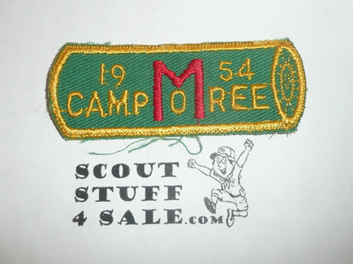 1954 Camporee Patch, Generic BSA issue, green twill, yellow c/e