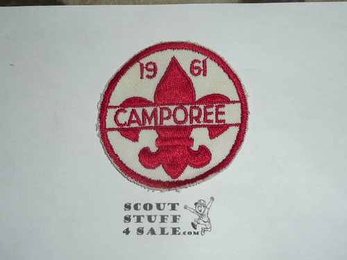 1961 Camporee Patch, Generic BSA issue, wht twill, red c/e bdr, lite use