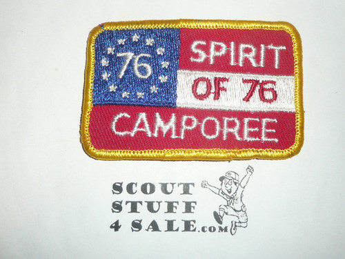 1976 Camporee Patch, Generic BSA issue, red twill, yellow r/e bdr