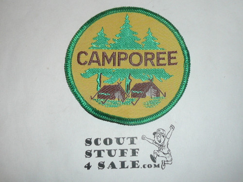Woven Camporee Patch, Generic BSA issue, yellow, green r/e bdr