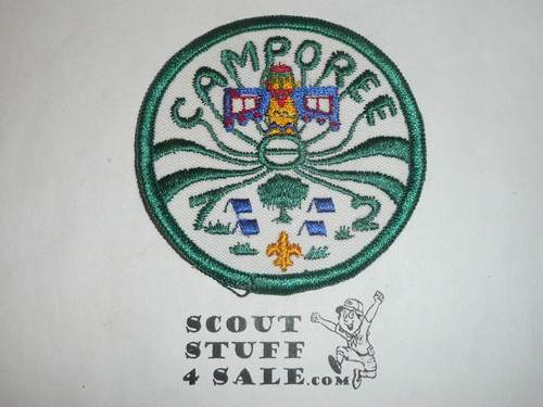 Camporee Patch, Generic BSA issue, white twill, green r/e bdr