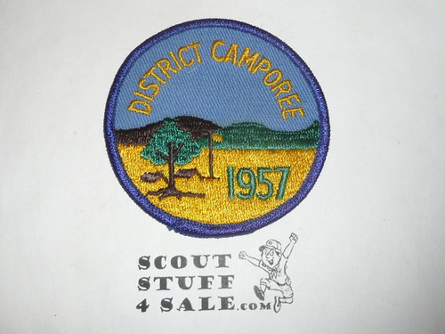 1957 District Camporee Patch, Generic BSA issue, blue twill, blue r/e bdr