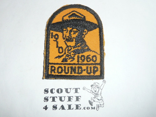 1960 Round-up Patch, Generic BSA issue, org twill, blk c/e bdr, Baden Powell