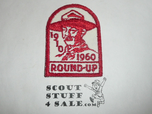 1960 Round-up Patch, Generic BSA issue, white twill, red c/e bdr, Baden Powell