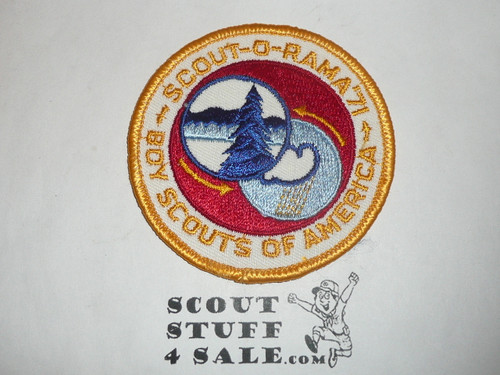 1971 Scout-O-Rama Patch, Generic BSA issue, white twill, yellow r/e