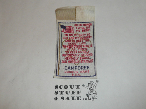 Your Council Name Sample Woven Patch, 1950's Camporee
