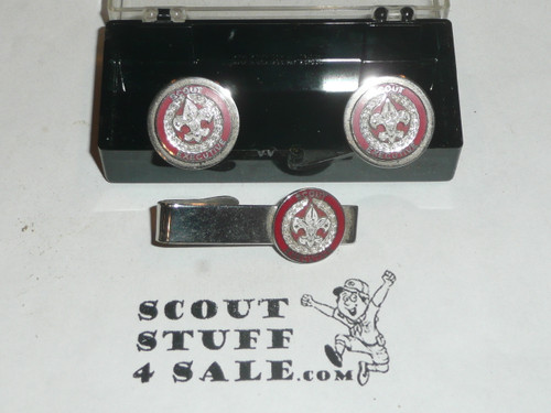 Council Scout Executive Cuff Links and Tie Bar, Unused