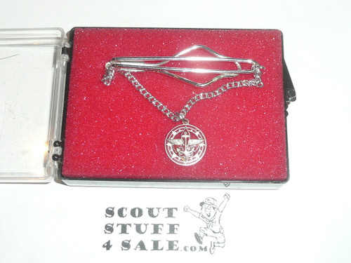 Explorer Scout CAW Emblem Tie Bar, silver color with red enamel