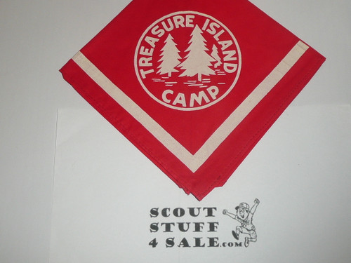 Treasure Island Camp Neckerchief, Philadelphia Council, Red Silkscreened