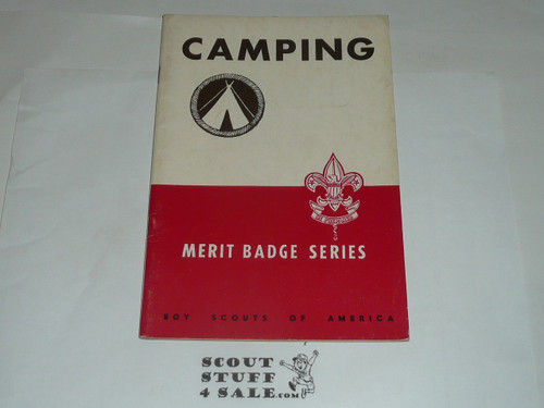 Camping Merit Badge Pamphlet, Type 5, Red/Wht Cover, 10-50 Printing