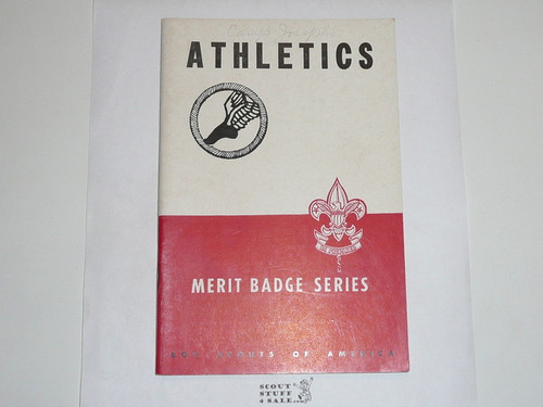 Athletics Merit Badge Pamphlet, Type 5, Red/Wht Cover, 8-51 Printing
