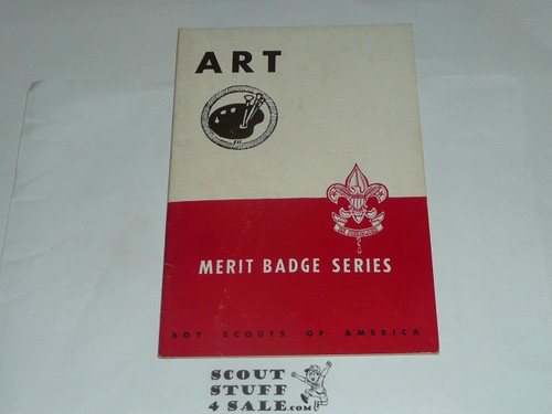 Art Merit Badge Pamphlet, Type 5, Red/Wht Cover, 8-47 Printing Date