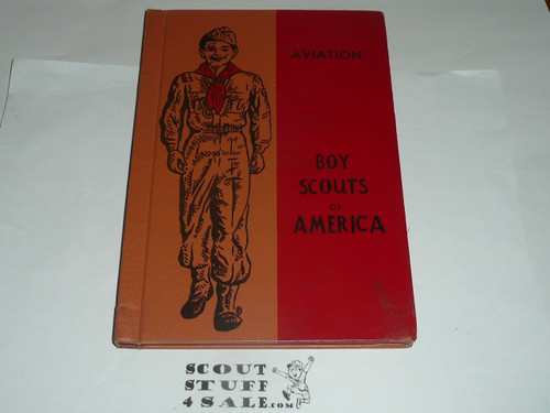 Aviation Library Bound Merit Badge Pamphlet, Type 6, Picture Top Red Bottom Cover, 4-65 Printing