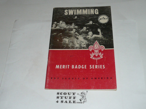 Swimming  Merit Badge Pamphlet, Type 6, Picture Top Red Bottom Cover, 6-60 Printing