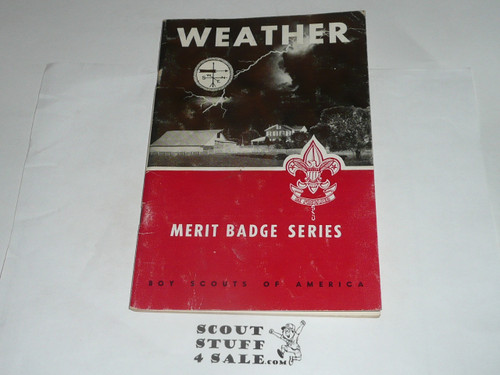 Weather Merit Badge Pamphlet, Type 6, Picture Top Red Bottom Cover, 3-54 Printing