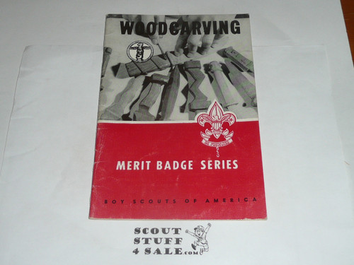 Woodcarving Merit Badge Pamphlet, Type 6, Picture Top Red Bottom Cover, 2-63 Printing