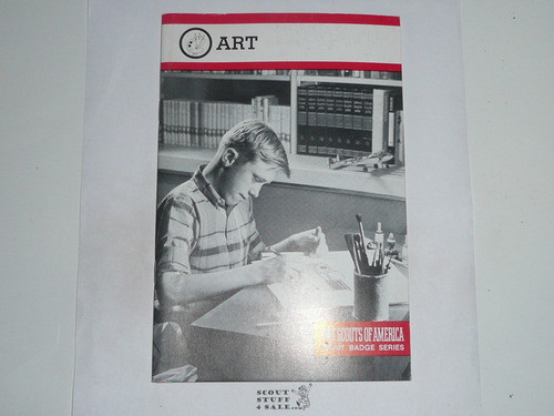 Art Merit Badge Pamphlet, Type 9, Red Band Cover, 11-83 Printing