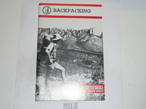 Backpacking Merit Badge Pamphlet, Type 9, Red Band Cover, 1-87 Printing