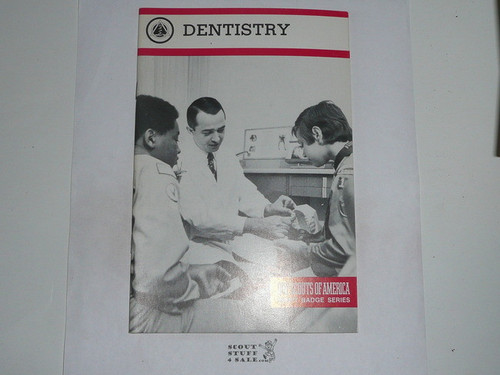 Dentistry Merit Badge Pamphlet, Type 9, Red Band Cover, 5-87 Printing