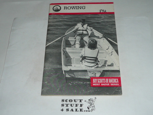 Rowing Merit Badge Pamphlet, Type 9, Red Band Cover, 4-87 Printing