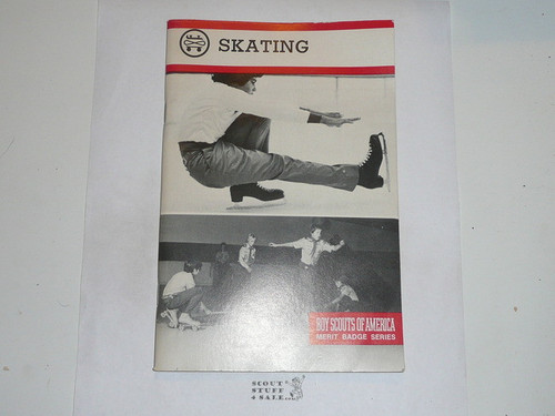 Skating Merit Badge Pamphlet, Type 9, Red Band Cover, 4-84 Printing