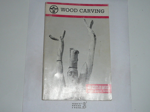 Woodcarving Merit Badge Pamphlet, Type 9, Red Band Cover, 2-85 Printing