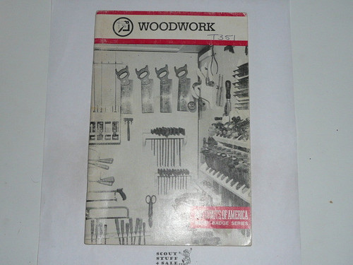 Woodwork Merit Badge Pamphlet, Type 9, Red Band Cover, 10-87 Printing