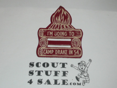 Camp Drake Leather Neckerchief Slide, Arrowhead Council, 1954