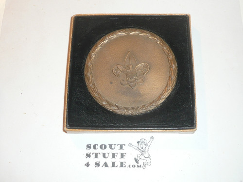1960's Boy Scout Cast Bronze Paperweight, in box, Presented