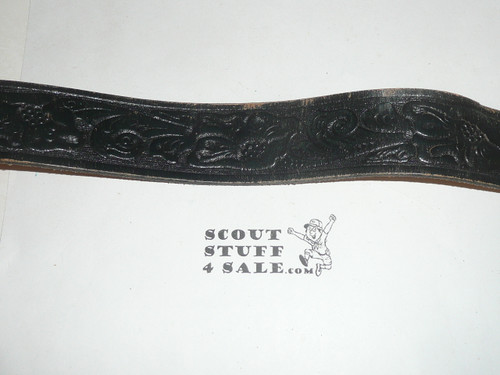 Tooled Leather Belt, 31" waist, black, some use