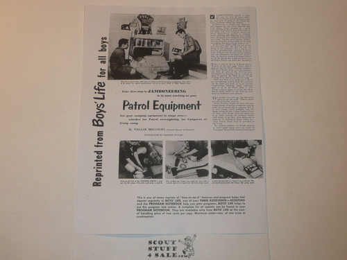 Patrol Equipment, By Green Bar Bill, Boys' Life Single Topic Reprint from the 1950's - 1960's , written for Scouts, great teaching materials