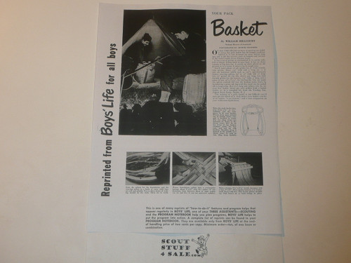 Making a Basket, By Green Bar Bill, Boys' Life Single Topic Reprint from the 1950's - 1960's , written for Scouts, great teaching materials