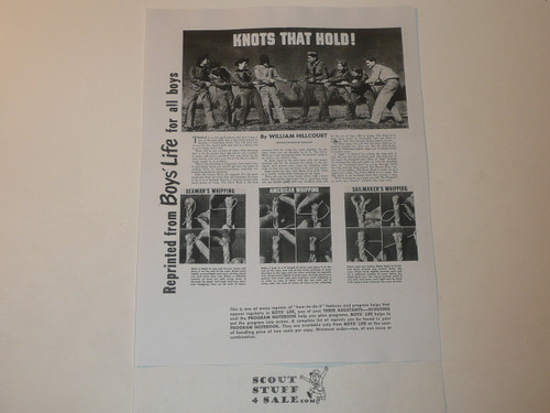 Knots that Hold, By Green Bar Bill, Boys' Life Single Topic Reprint from the 1950's - 1960's , written for Scouts, great teaching materials