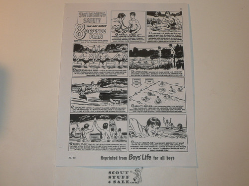 Swimming Safety, By Green Bar Bill, Boys' Life Single Topic Reprint from the 1950's - 1960's , written for Scouts, great teaching materials