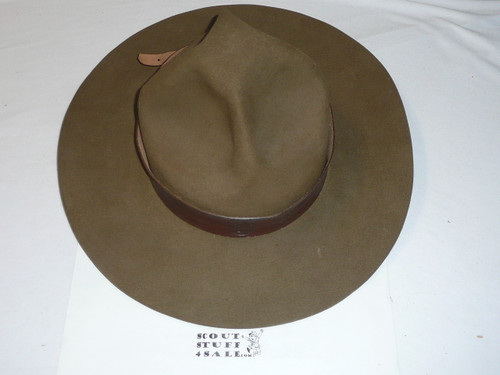 Official Boy Scout Scout MasterCampaign Hat (Smokey The Bear Hat), Has Storage Board, Like New But Internal Leather Band Is Separating from Stiching