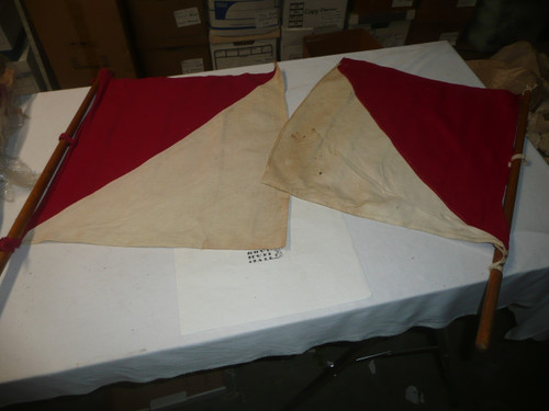 Vintage Official Boy Semaphore Scout Signal Flags on poles, set of 2, In very good condition