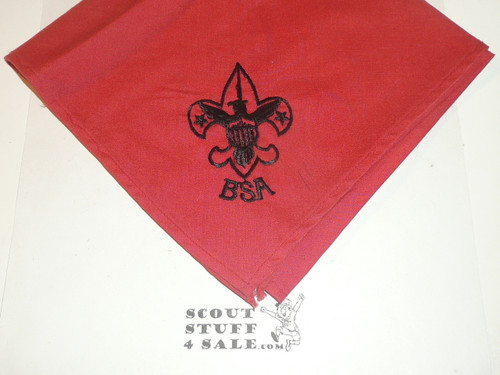 BSA National Supply Troop Neckerchief, Embroidered Emblem without piping, Triangle, Red